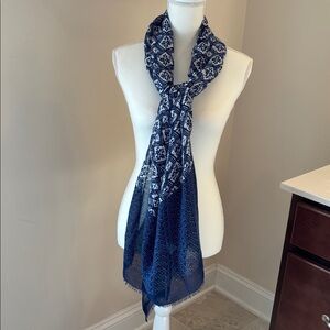 Charming Charlie NWT Blue and White Patterned Scarf